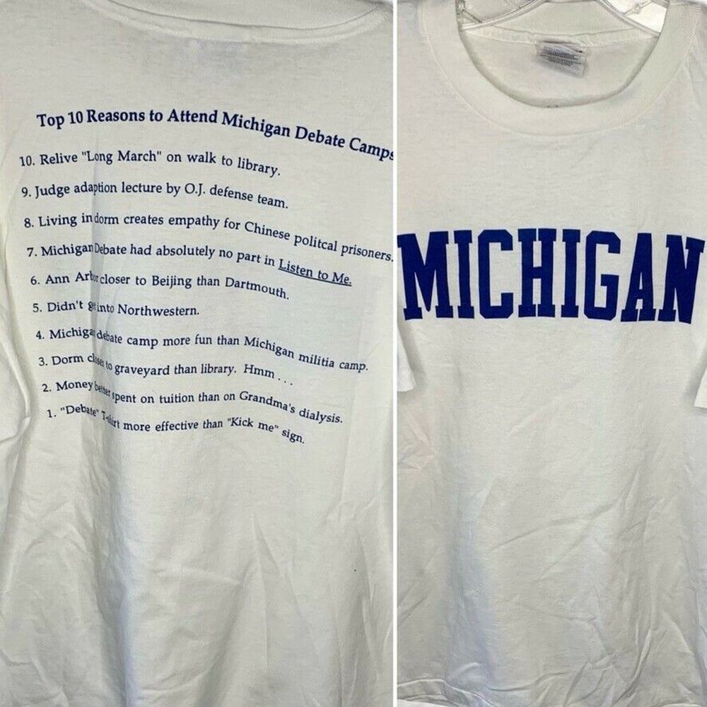 Vintage michigan debate camp Top 10 reasons Michigan state t shirt